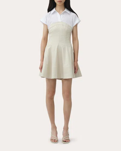 Simkhai Women's Sundae Poplin Linen Combo Flared Mini Dress In Neutral