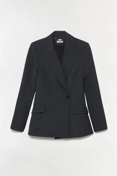 Simkhai Women's Surabhi Hourglass Blazer In Dark Charcoal In Blue