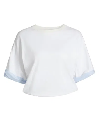 Simkhai Women's Sutton Poplin-trimmed Jersey Top In White