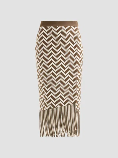 Simkhai Women's Sybil Geometric Midi Skirt In Chicory Cream