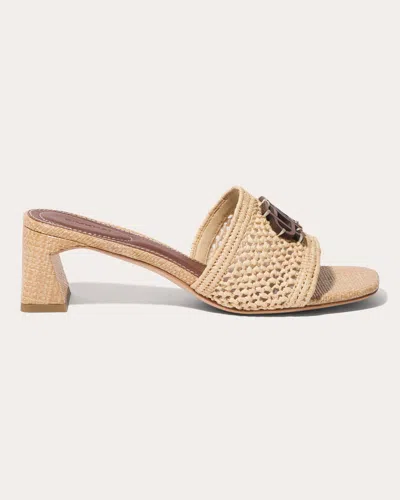 Simkhai Sydney Raffia Monogram Slide Sandals In Natural