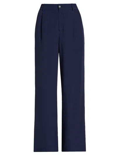 Simkhai Women's Sydnie Paperbag-waist Wide-leg Pants In Blue