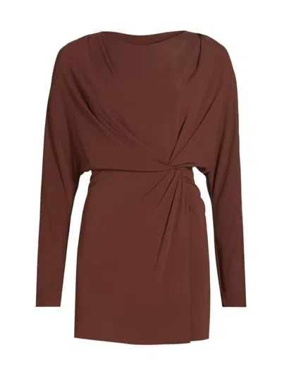 Simkhai Women's Tasha Draped Jersey Minidress In Brown