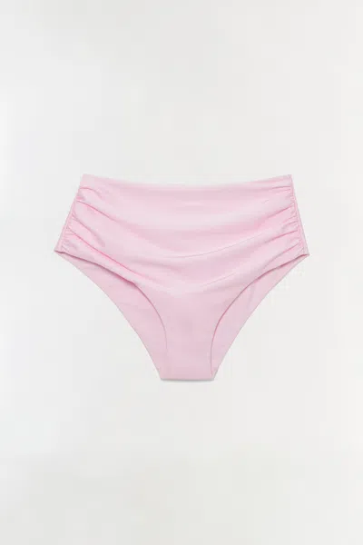Simkhai Women's Teya High Waisted Ruched Bikini Bottom In Tulip In Pink