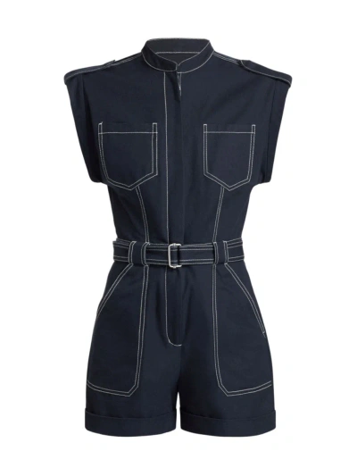 Simkhai Women's Tinka Contrast-stitched Belted Romper In Midnight