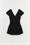 Simkhai Womens Black Avarie Pleated Woven Mini Dress In Black