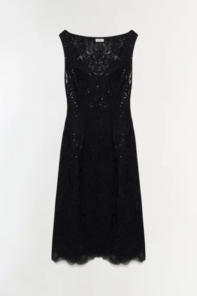 Simkhai Women's V-neck Delphine Sequin Lace Midi Dress In Black