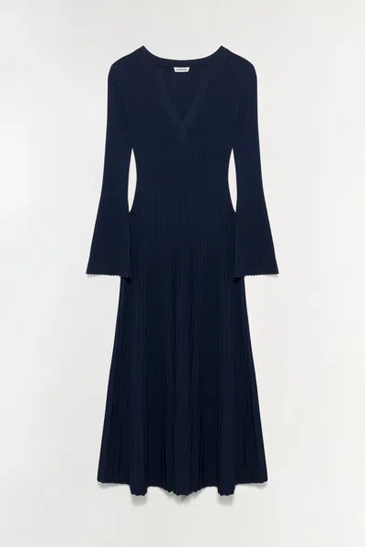Simkhai Women's V-neck Genna Knit Midi Dress In Midnight