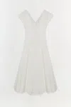 Simkhai Nina Pleated Cotton-blend Poplin Midi Dress In White