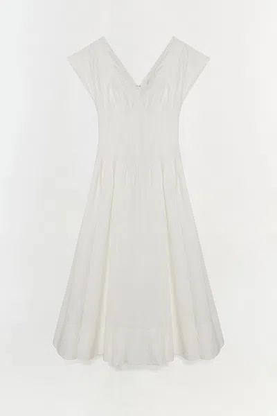 Simkhai Women's V-neck Nina Cotton Midi Dress In White