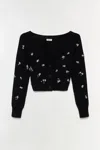 Simkhai Women's V-neck Novah Embellished Knit Cardigan In Black In Black