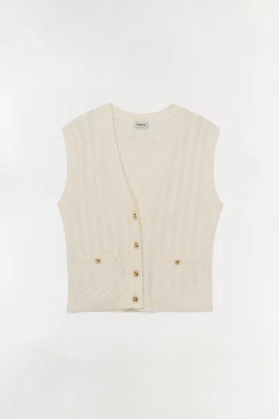 Simkhai Women's V-neck Perrie Cashmere Vest In Ivory In Gold