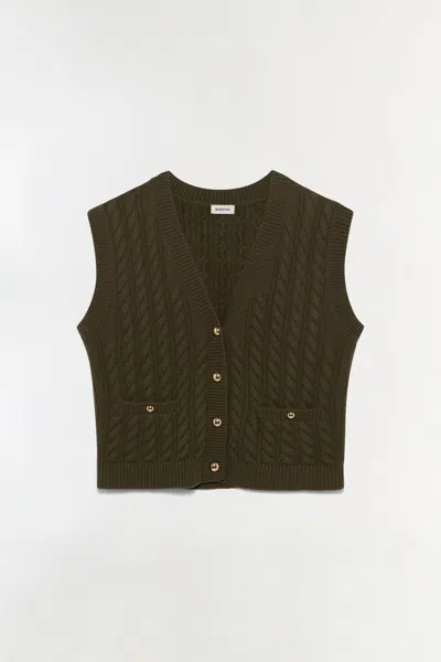 Simkhai Women's V-neck Perrie Cashmere Vest In Olive In Black