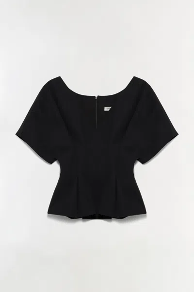 Simkhai Women's V-neck Rozen Cotton Faille Top In Black