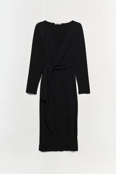 Simkhai Women's V-neck Skyla Cotton Cashmere Long Sleeve Dress In Black