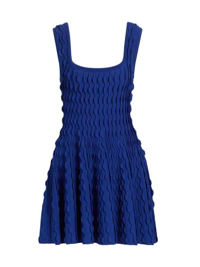 Simkhai Women's Vanna Scalloped Knit Minidress In Blue