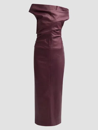 Simkhai Women's Vessia Leather Midi Dress In Burgundy