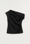 Simkhai Viva Draped One-shoulder Blouse In Black