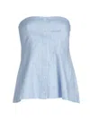 Simkhai Vivvy Strapless Striped Cotton-poplin Bustier Top In Blue