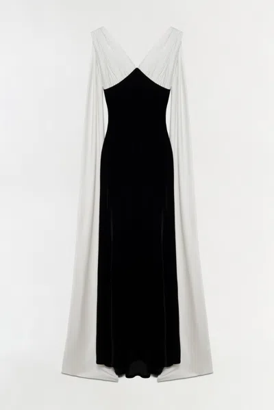 Simkhai Women's V-neck Mariselle Draped Velvet Gown In Ivory/multi