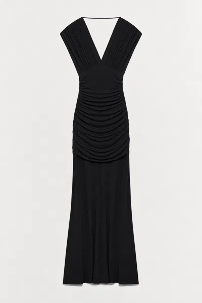 Simkhai Women's V-neck Norvelle Draped Jersey Gown In Black