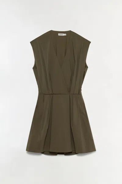 Simkhai Sefi V-neck Cotton Mini Dress In Green