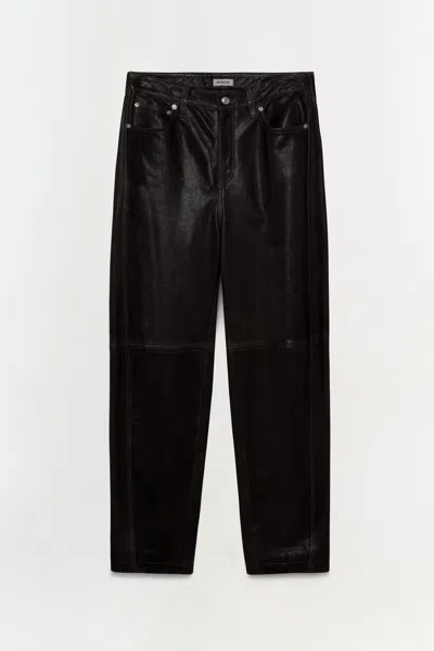 Simkhai Women's Waldon Leather Curved Leg Pant In Black