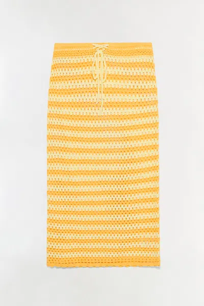 Simkhai Women's Welles Crochet Midi Skirt In Buttercream Mango In Multi
