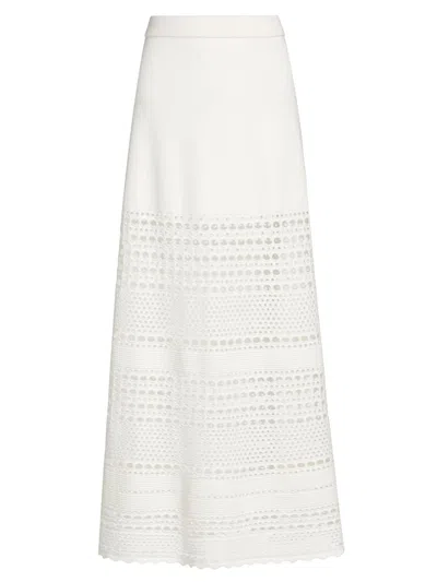 Simkhai Westly Open Stitch Midi Skirt In Ivory In White
