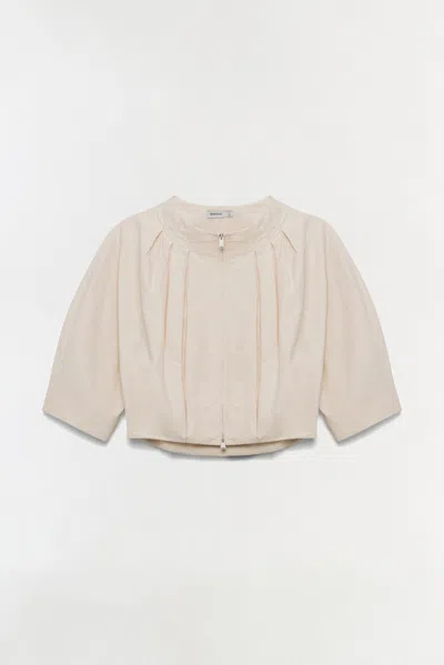 Simkhai Women's Wide Leg Jess Pleated Cotton Faille Jacket In Stone In Gray