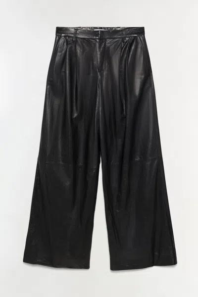 Simkhai Women's Wide Leg Kobie Wide Leg Leather Pant In Black