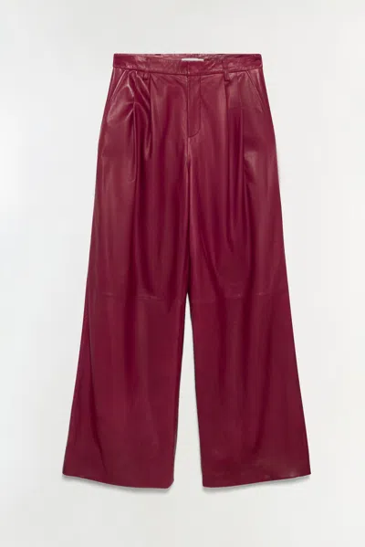 Simkhai Women's Wide Leg Kobie Wide Leg Leather Pant In Cranberry In Red