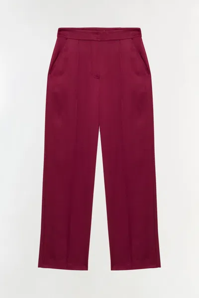 Simkhai Women's Wide Leg Kyra Satin Wide Leg Pant In Cranberry In Red