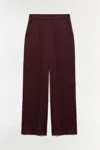 Simkhai Women's Wide Leg Kyra Satin Wide Leg Pant In Mahogany In Burgundy