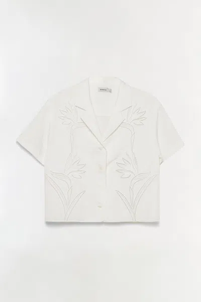 Simkhai Women's Wide Leg Louisa Embroidered Camp Shirt In White