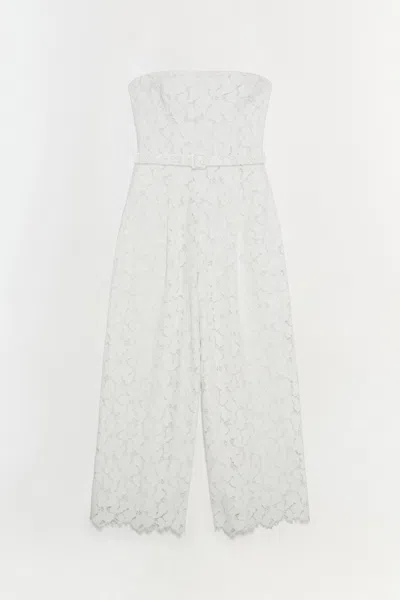Simkhai Women's Wide Leg Rebecca Lace Strapless Jumpsuit In Ivory