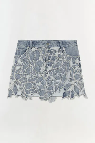 Simkhai Women's Winnie Floral Denim Pants Mini Skirt In Boca