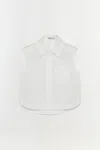 Simkhai Winslow Sleeveless Collared Shirt In White