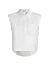 Simkhai Winslow Sleeveless Collared Shirt In White