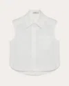 Simkhai Winslow Sleeveless Collared Shirt In White