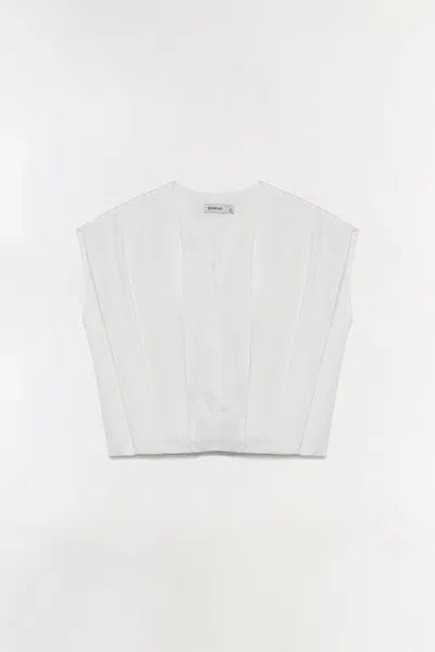 Simkhai Wrenli Cotton Pleated Top In White