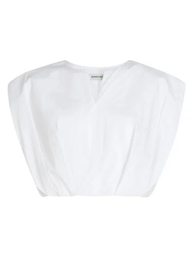 Simkhai Wrenli Cotton Pleated Top In White