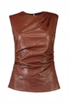 Simkhai Wynter Sleeveless Draped Top In Chestnut In Brown