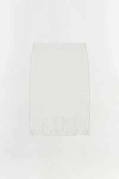 Simkhai Women's Xavia Lattice Knit Midi Skirt In Ivory