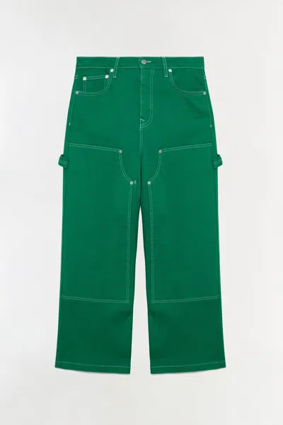 Simkhai Women's Xavier Denim Pants Carpenter Pant In Kelly Green In Black