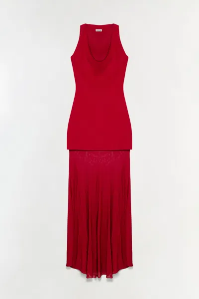 Simkhai Women's Xena Knit Combo Maxi Dress In Crimson