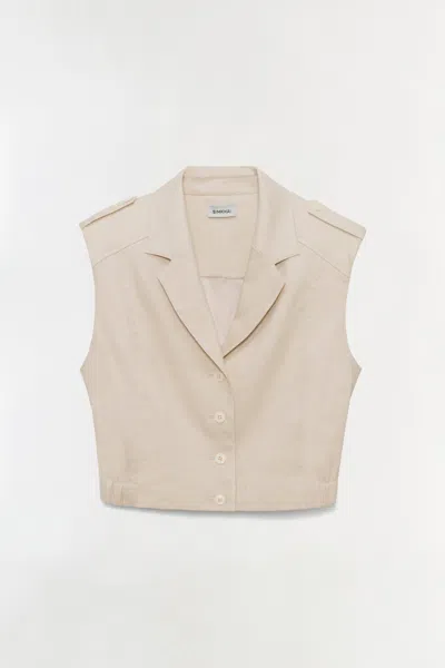 Simkhai Women's York Cropped Linen Vest In Sand