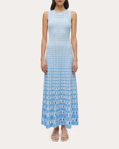 Simkhai Women's Zelma Gingham Laser-cut Maxi Dress In Blue