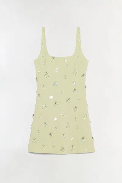 Simkhai Ziva Sleeveless Embellished Mini Dress In Green