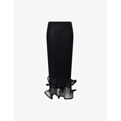 SIMKHAI WOMENS BLACK KELSO SLIM-FIT WOVEN KNITTED MIDI SKIRT
